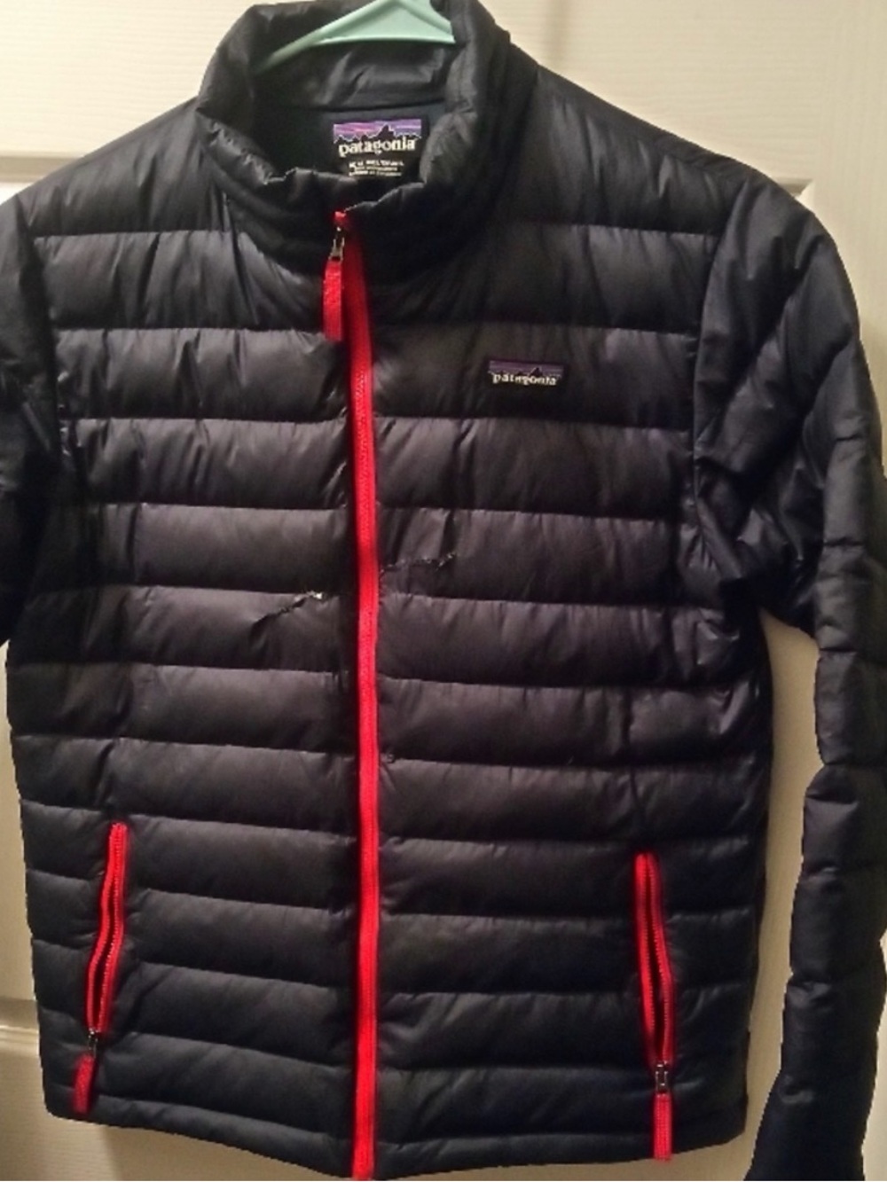 Patagonia Kids Black Puffer Jacket with Red Zippers